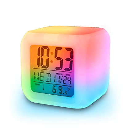 7 Color Changing LED Digital Alarm Clock With Date, Time.