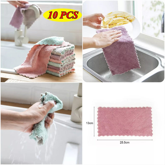 Super Absorbent Microfiber Kitchen Cleaning Cloth (Pack of 10pcs)