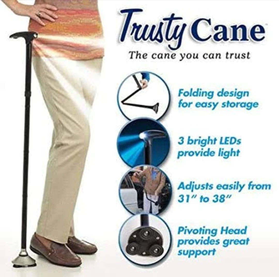 FOLDING TRUSTY CANE WITH LED LIGHTS