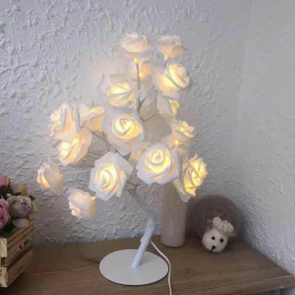 Table Lamp Rose White Flower