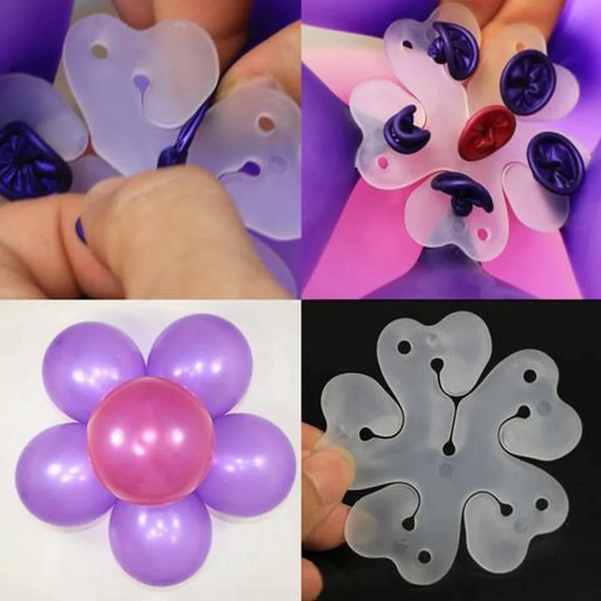 Flower Clip Tie Balloon Pack Of 10