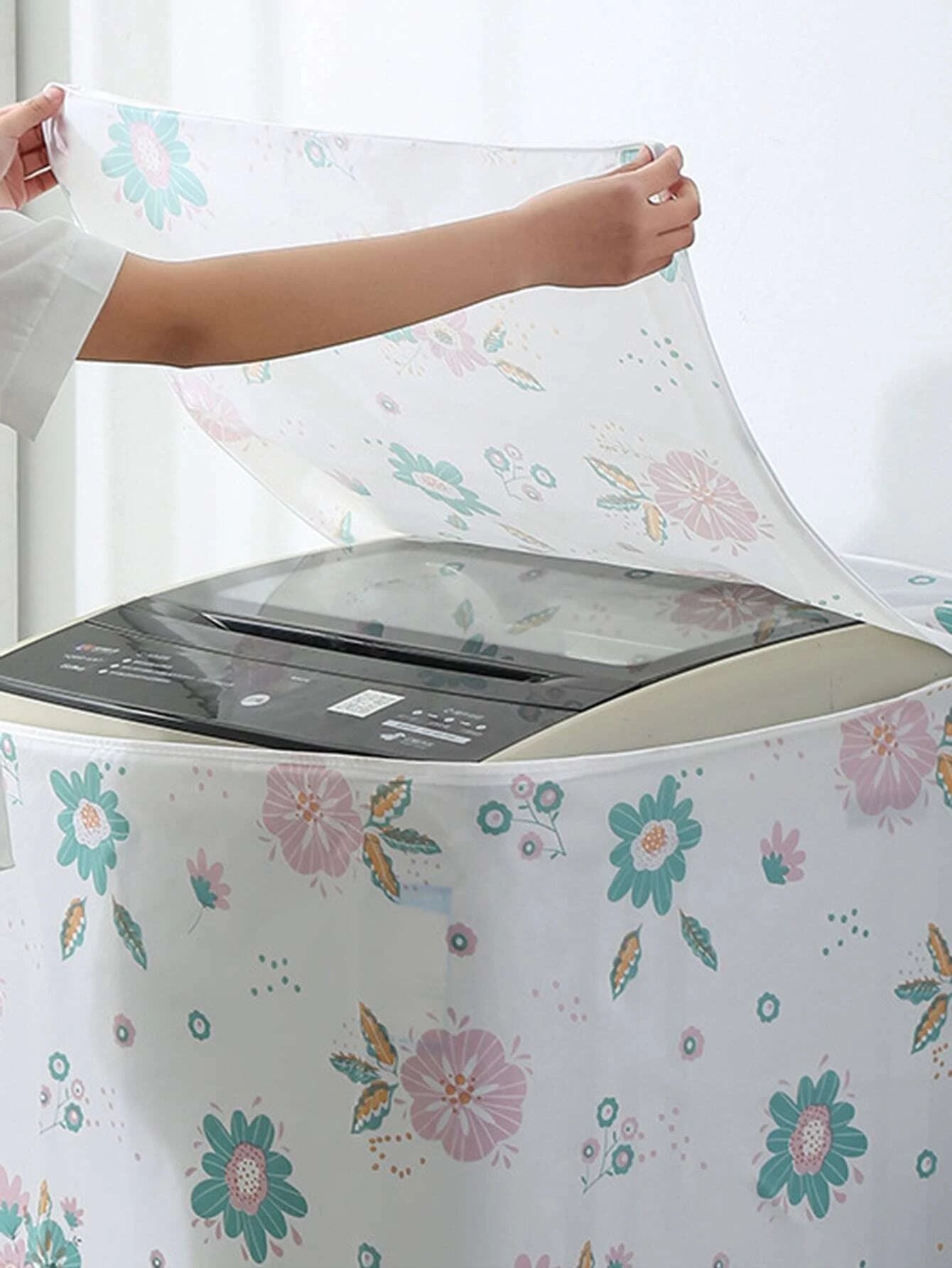 Flower Pattern Washing Machine Cover