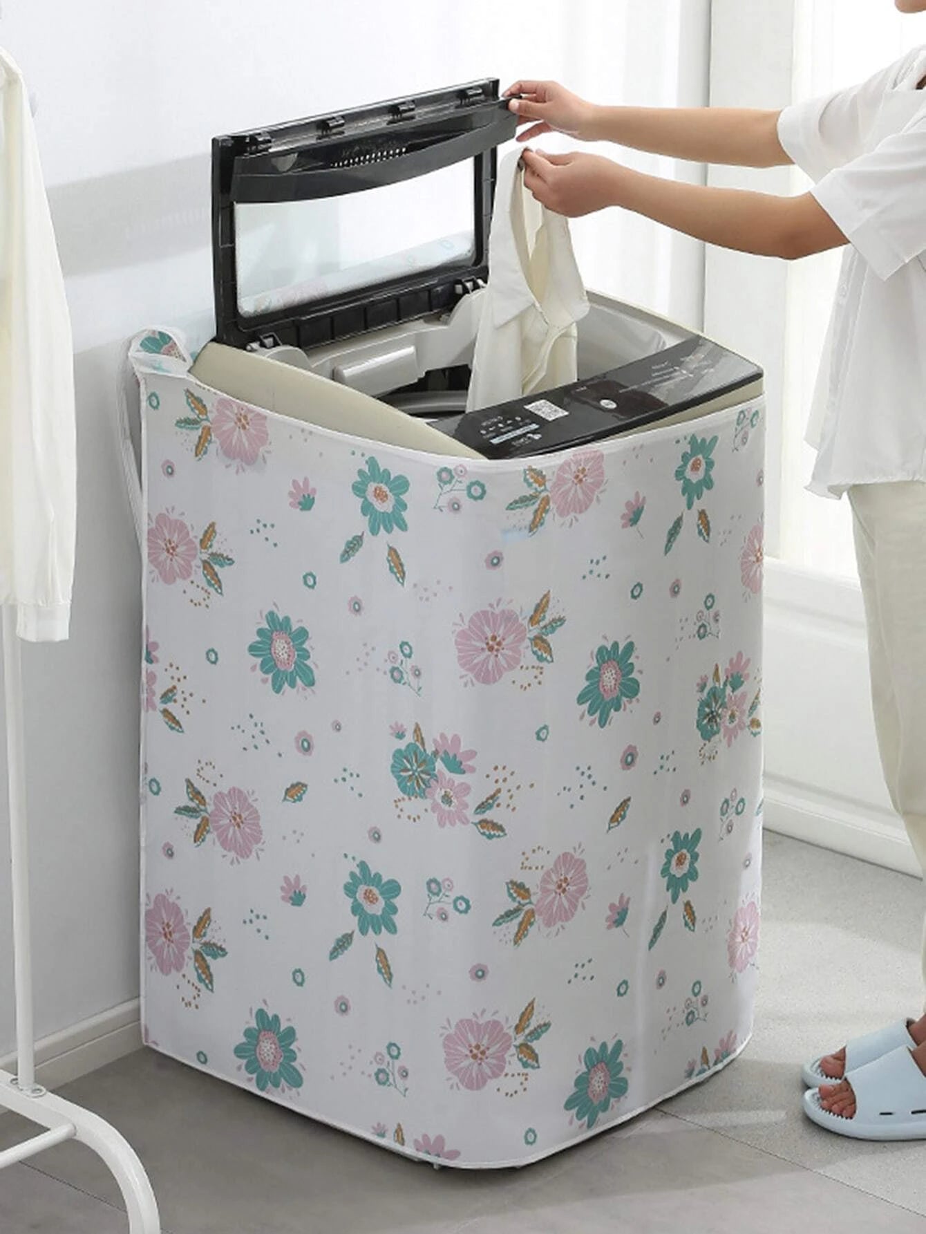 Flower Pattern Washing Machine Cover