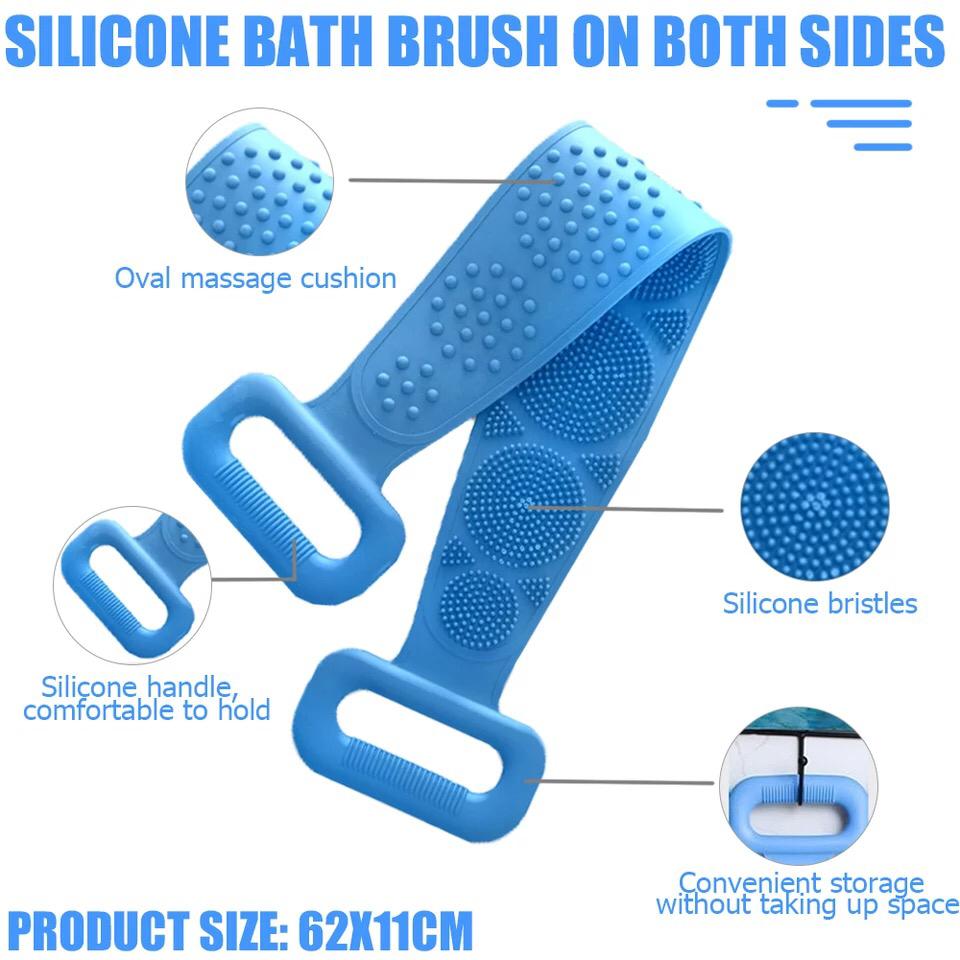 2 Pcs Silicone Shower Scrubber Belt